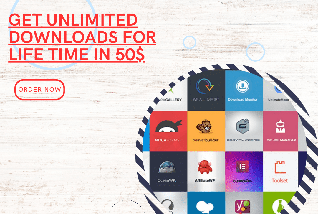Get Unlimited plugins and themes Downloads for lifetime in 50$